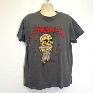 Metallica - One Pushead 1989 Metallica Grey Graphic Short Sleeve T Shirt SZ L